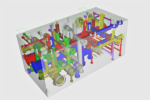 3-D-Plan einer Hydraulikanlage 3-D-Plan einer Hydraulikanlage